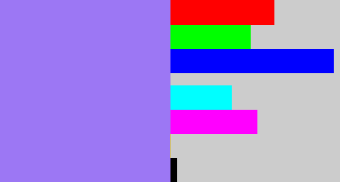 Hex color #9c77f4 - periwinkle