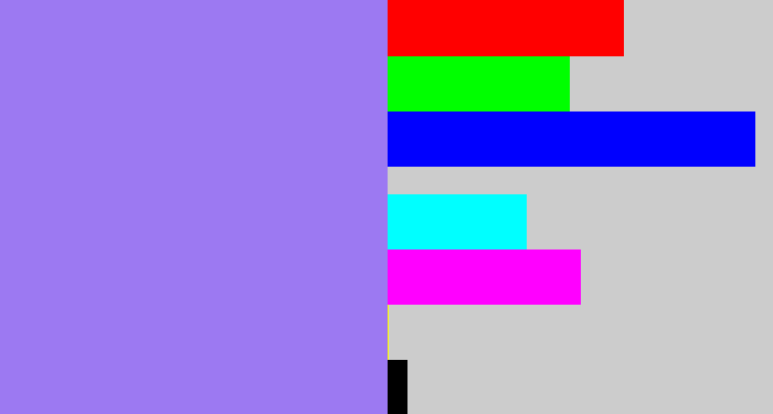 Hex color #9c79f2 - periwinkle