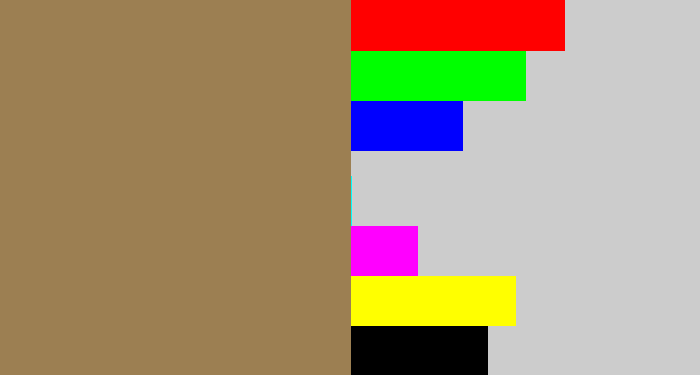 Hex color #9c7f52 - puce