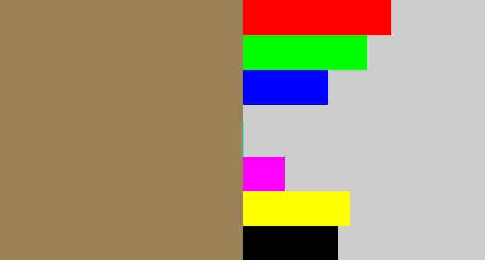 Hex color #9c8258 - puce