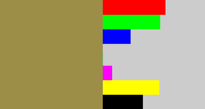 Hex color #9c8e46 - dark khaki