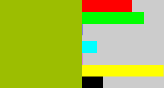 Hex color #9cbe01 - snot green