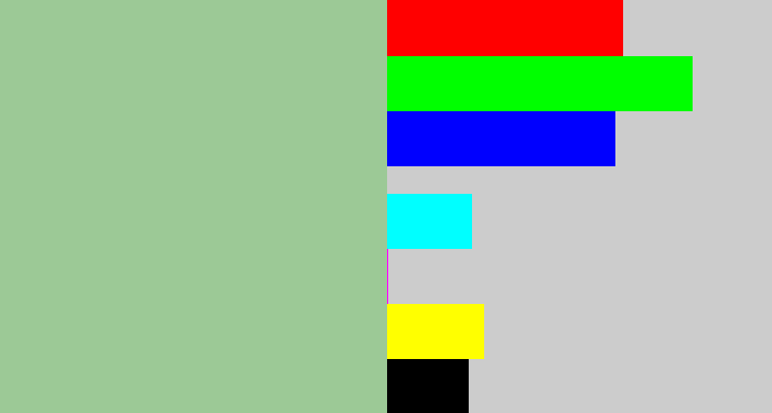 Hex color #9cc996 - greenish grey