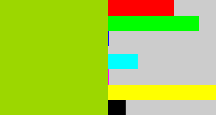 Hex color #9cd700 - slime green