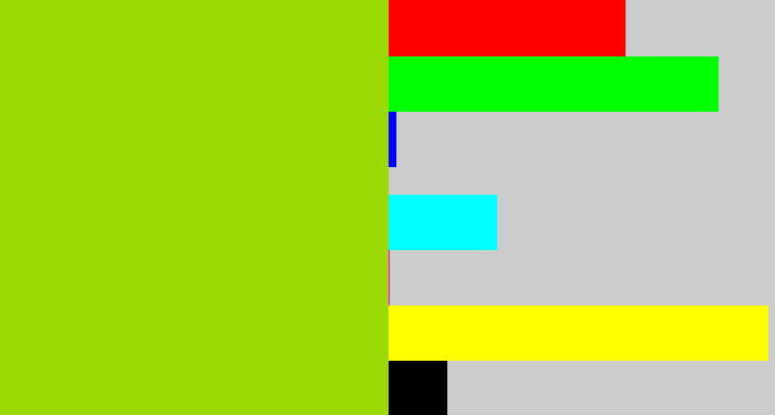 Hex color #9cda05 - slime green