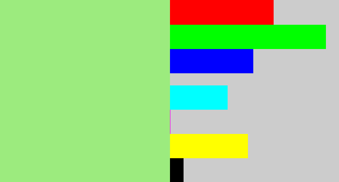 Hex color #9ceb7e - light green