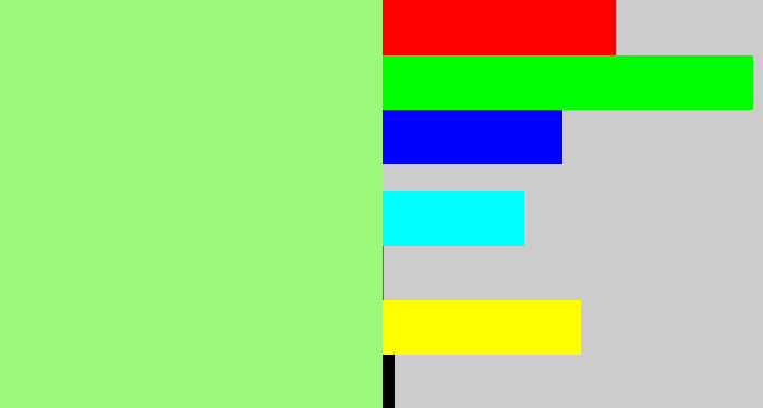 Hex color #9cf878 - light green