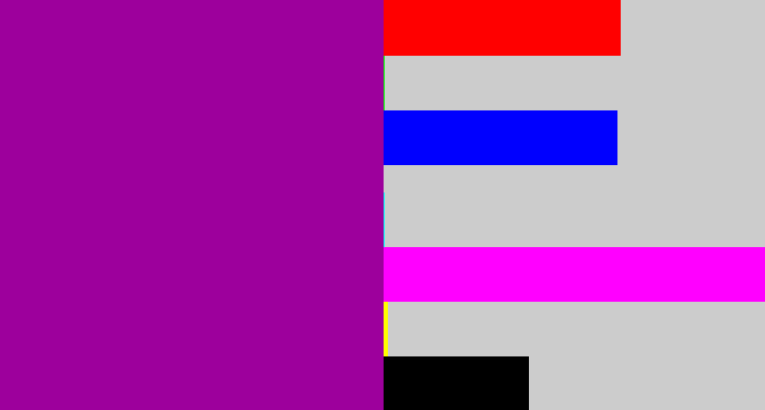 Hex color #9d009c - barney purple