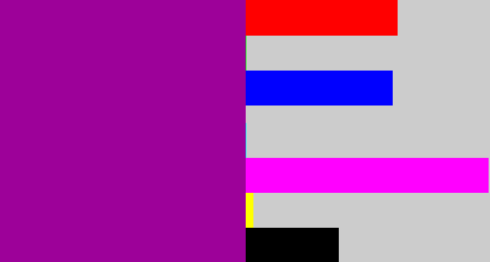 Hex color #9d0199 - barney purple