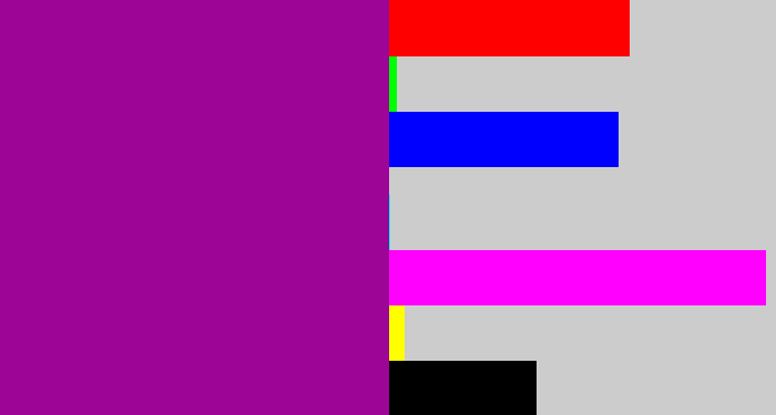 Hex color #9d0597 - barney purple