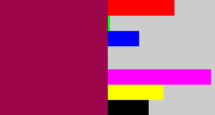 Hex color #9d064b - purple red