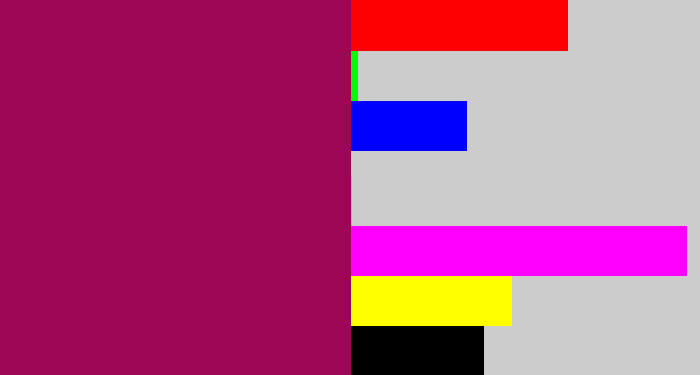 Hex color #9d0654 - dark fuchsia