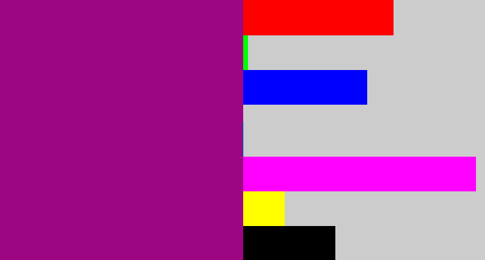 Hex color #9d0682 - barney purple