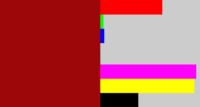 Hex color #9d0709 - deep red