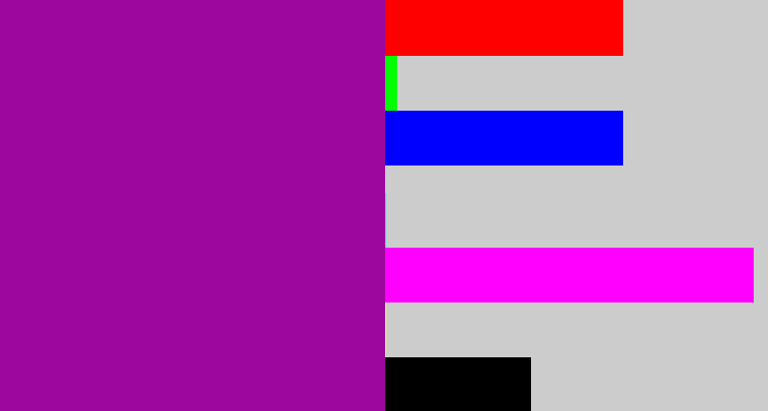 Hex color #9d079d - barney purple