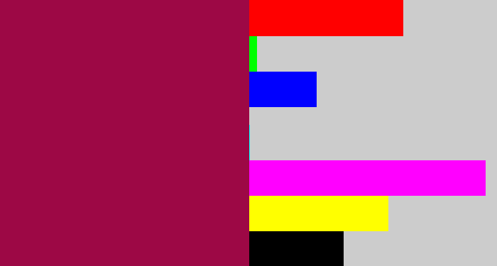 Hex color #9d0845 - purple red