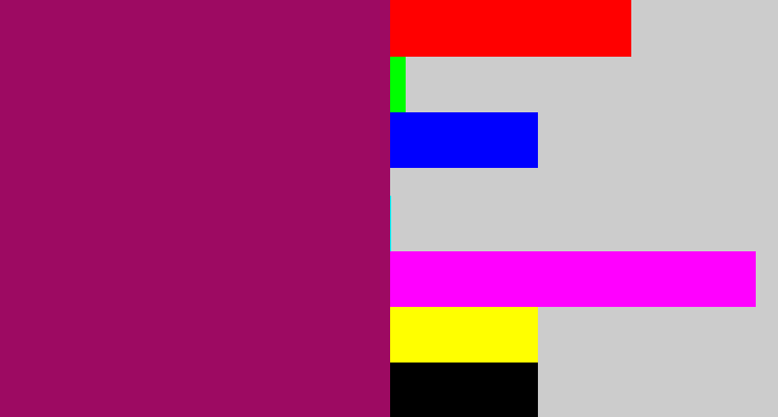 Hex color #9d0a62 - dark fuchsia