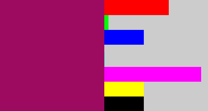 Hex color #9d0b61 - dark fuchsia