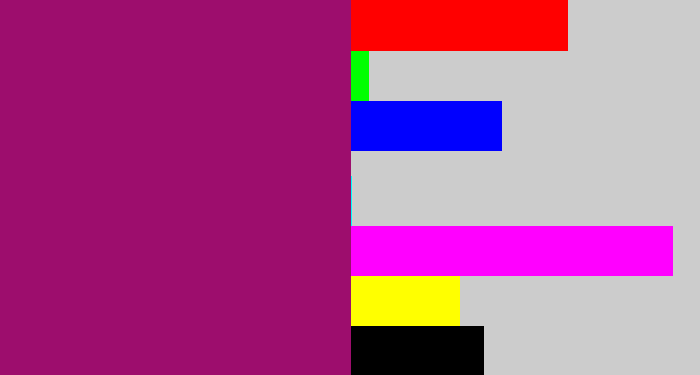 Hex color #9d0d6d - red violet