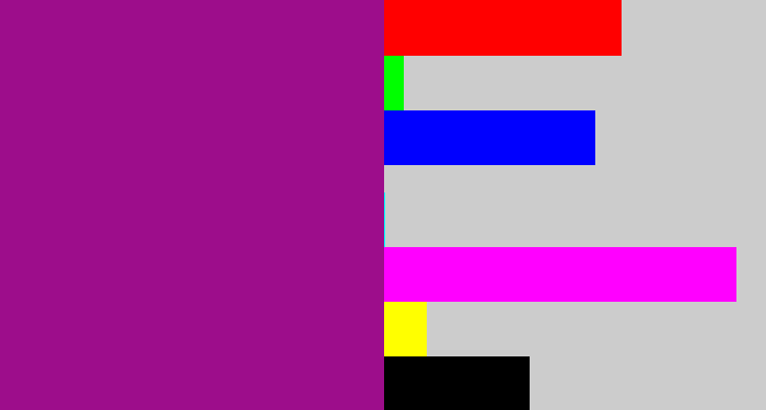 Hex color #9d0d8b - barney purple