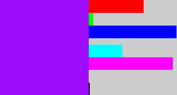 Hex color #9d0dfc - vivid purple