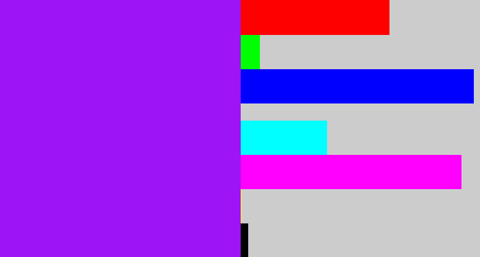 Hex color #9d14f7 - violet