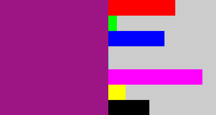 Hex color #9d1584 - barney purple