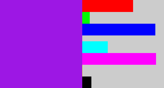 Hex color #9d17e4 - violet