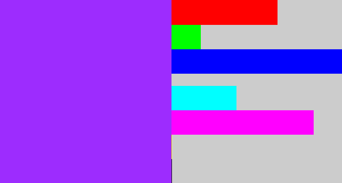 Hex color #9d2cfe - electric purple