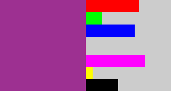 Hex color #9d3091 - warm purple