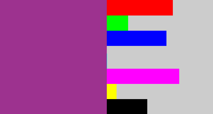 Hex color #9d328f - warm purple