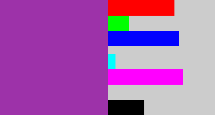Hex color #9d32a9 - purply