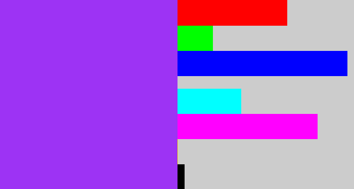 Hex color #9d33f4 - electric purple