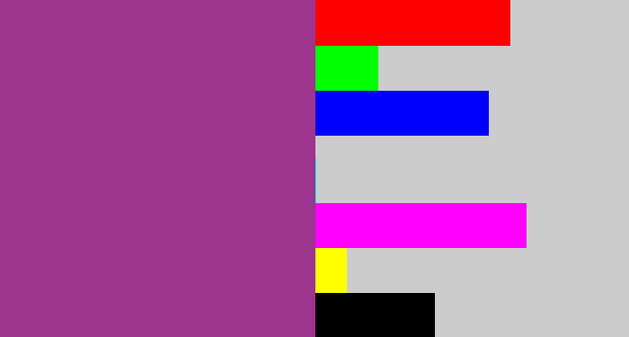 Hex color #9d348d - warm purple