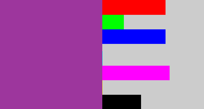 Hex color #9d369d - medium purple
