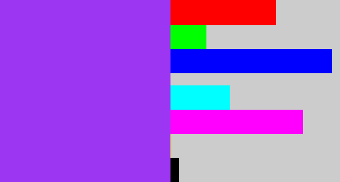 Hex color #9d36f3 - electric purple