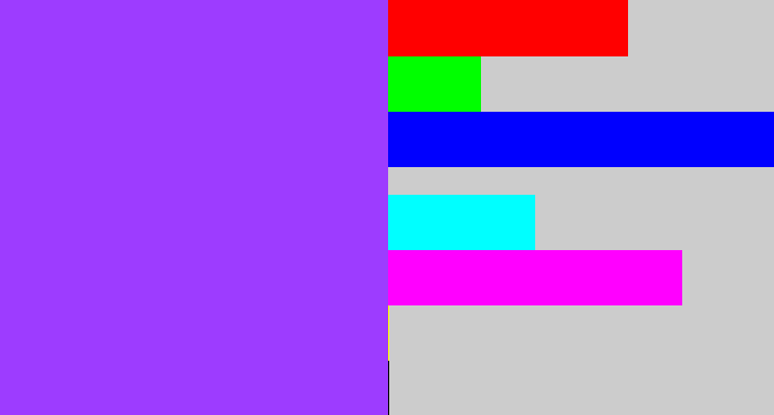 Hex color #9d3cff - electric purple