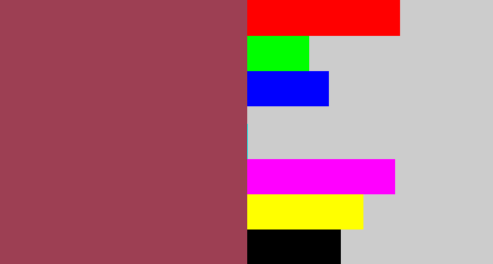 Hex color #9d3f53 - light maroon