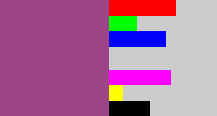 Hex color #9d4388 - purpleish