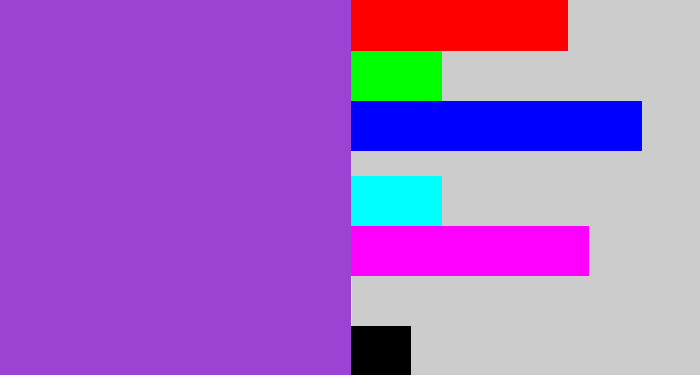 Hex color #9d43d4 - lightish purple