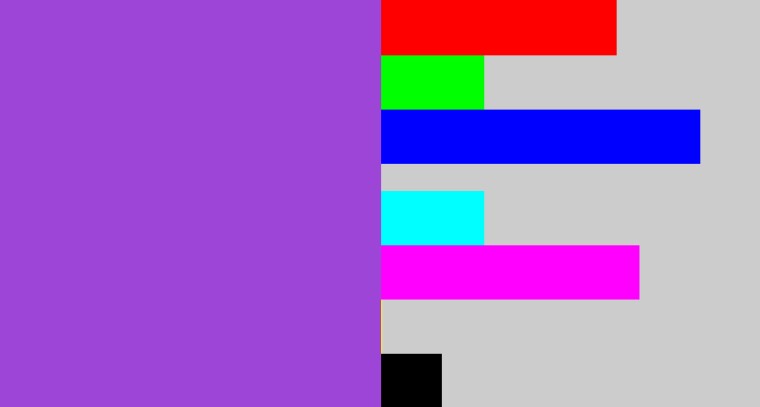 Hex color #9d45d6 - lightish purple