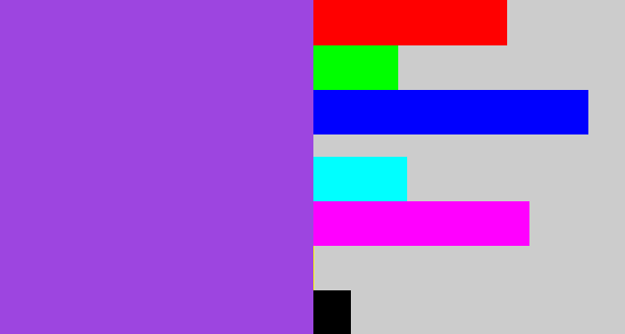 Hex color #9d45e0 - lightish purple