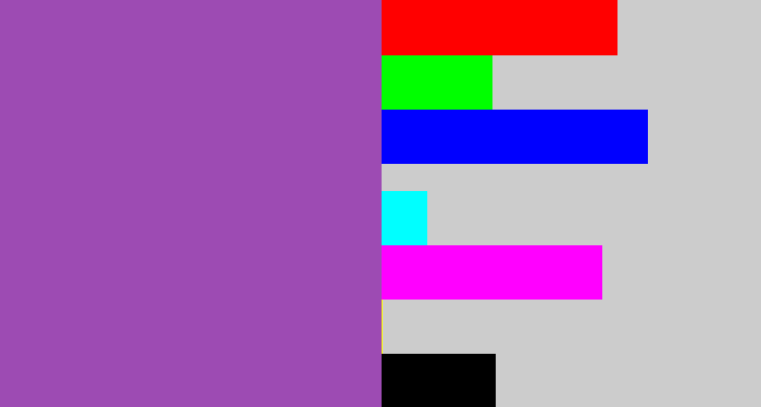 Hex color #9d4bb3 - purply