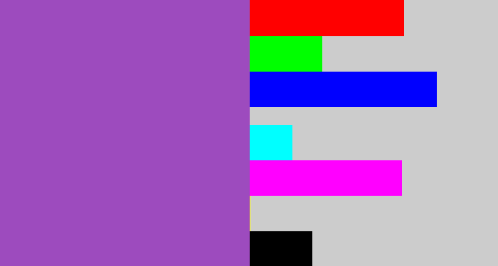 Hex color #9d4bbe - purply
