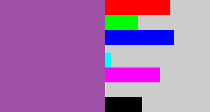 Hex color #9d50a6 - medium purple