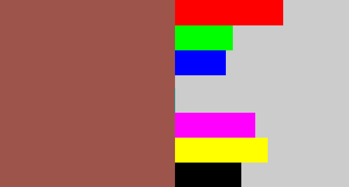Hex color #9d544a - light maroon