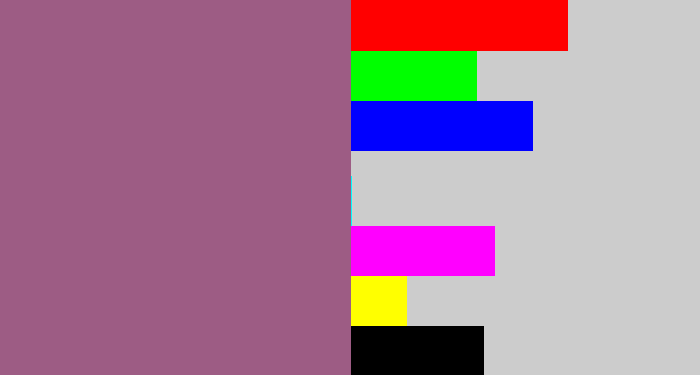 Hex color #9d5c84 - light plum