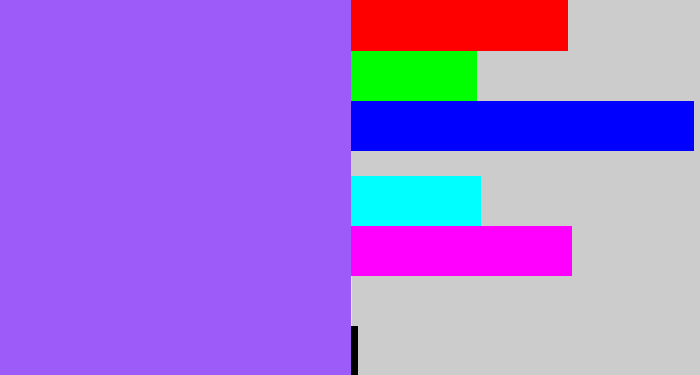 Hex color #9d5cfa - lighter purple