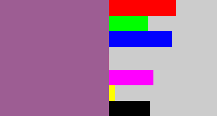 Hex color #9d5d93 - purpleish