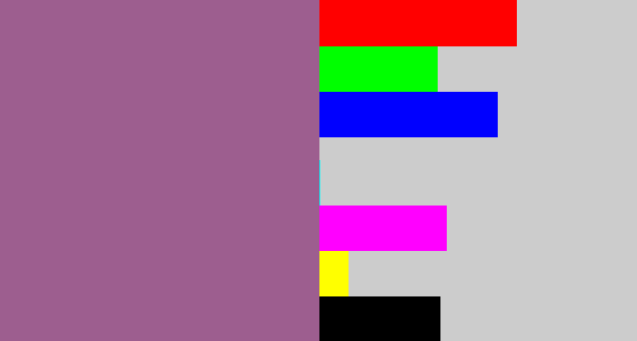Hex color #9d5e8f - purpleish